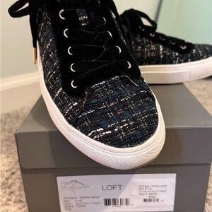 LOFT Black and White Tweed Sneakers